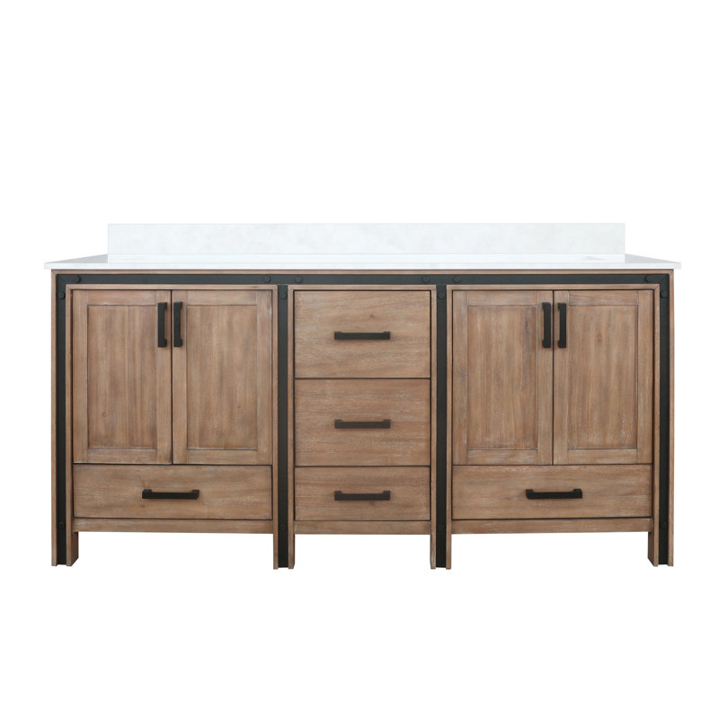 Rustic Barnwood 72" Double Vanity with Cultured Marble Top