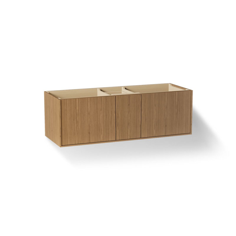 Base de meuble-lavabo pour 2 lavabos dans des tons de jute (base seulement), Noyer lin