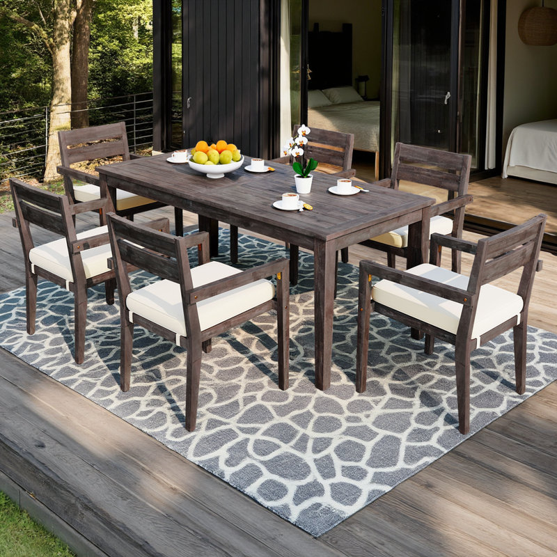 Ensemble repas d'extérieur en acacia Woo 6 personnes Mistveil, Gris