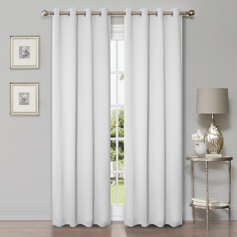 Paire de rideaux obscurcissant avec œillets Millendon, Blanc neige, L 46 po x L 96 po