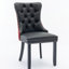 Chaises de salle à manger classiques de luxe, revêtues de PU et de velours, pieds en bois avec garniture cloutée, ensemble de 2, noir et bordeaux, SW2101BW. Chaises hautes modernes (lot de 2), revêtues.