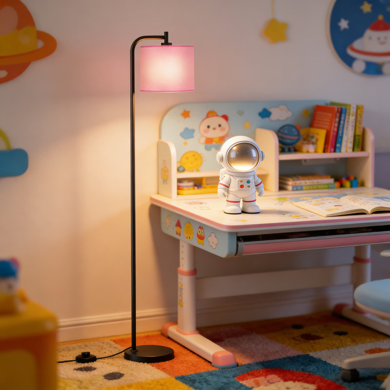 Modern Floor Lamp With Remote Control, Dimmable Standing Lamp With 3 Color Temperatures, Linen Shade Corner Lamp For Living Room, Bedroom, And Office With Included LED Bulb