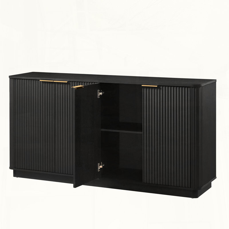 63 Curved Wave Sideboard with Storage, Black
