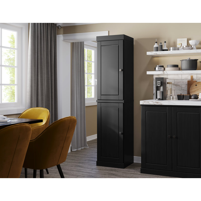 Grande armoire de cuisine étroite 100% en bois massif avec portes Jaylena, tablettes réglables, armoire de rangement modulaire, l 16,5 po x H 71,5 po