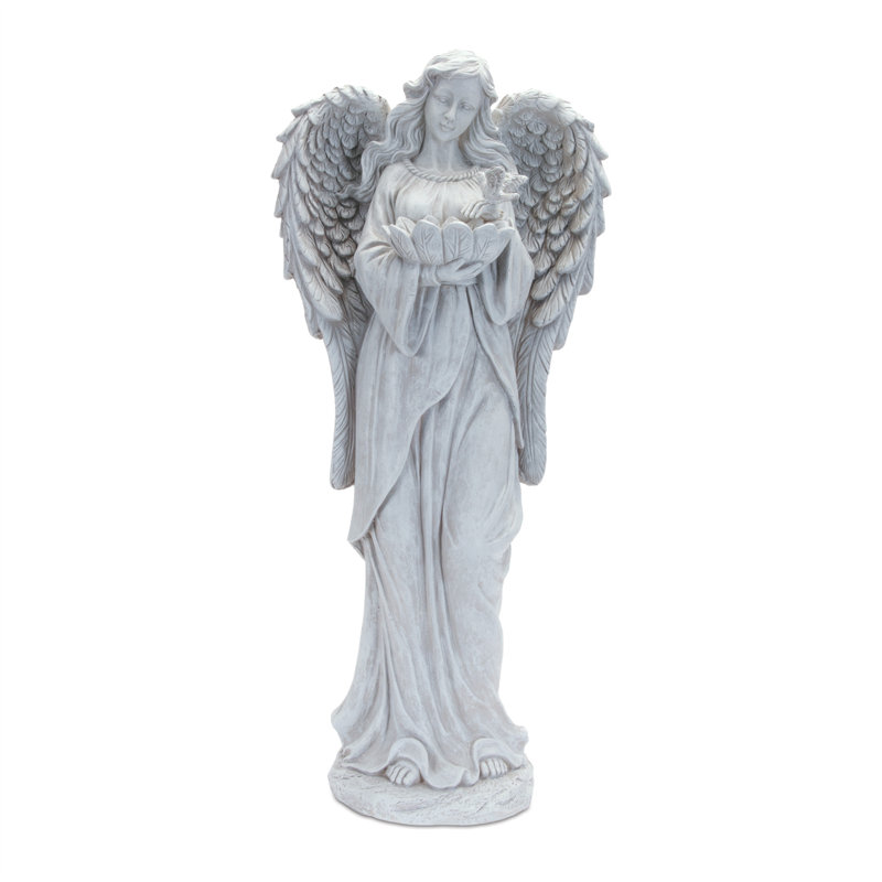 29" Gray Polyresin Angel Statue