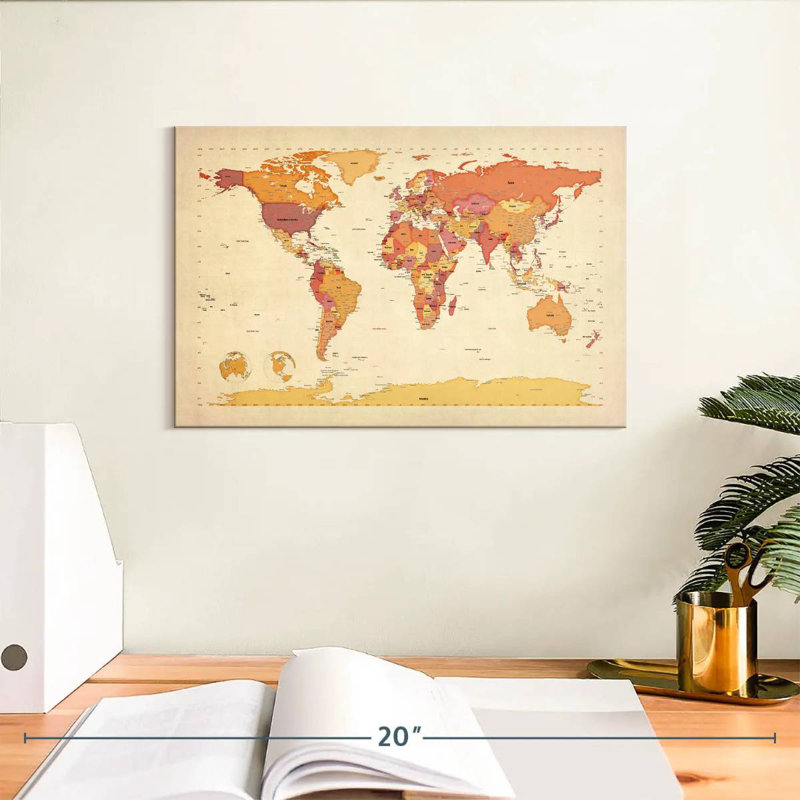 Carte politique du monde I, H 8 po x l 12 po