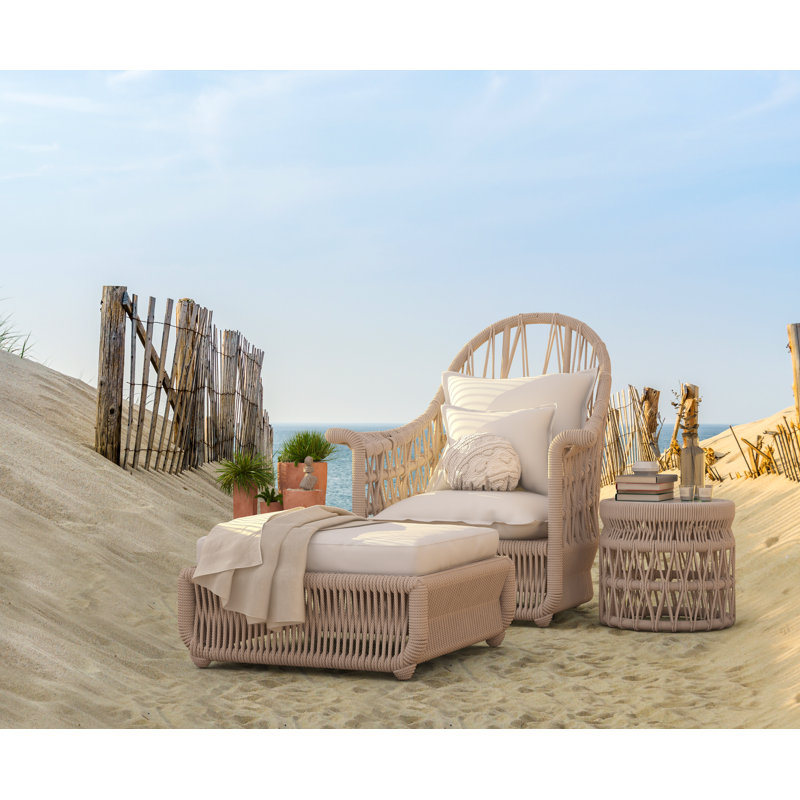 Dana Outdoor Ottoman, Canvas Granite Sunbrella® Canvas