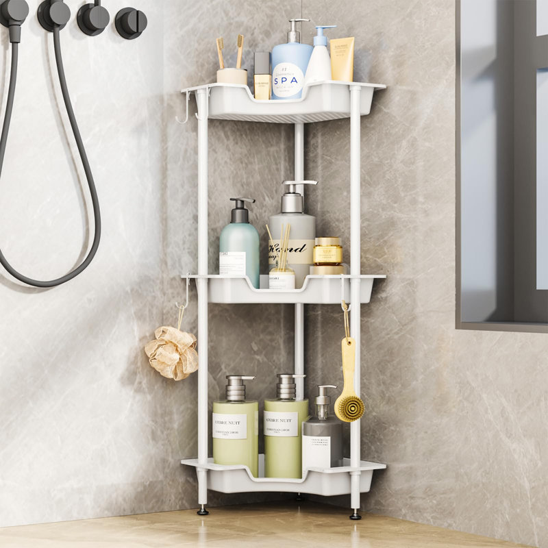 Organisateur de douche sur pied à 3 niveaux, Blanc