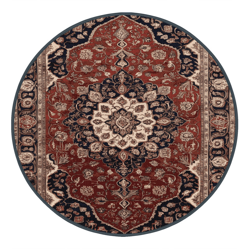 Tapis brun lavable à la machine, Rond 3 pi