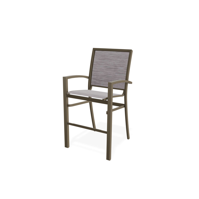 Chaise de café empilable à hauteur de barre Kendall, Bois de plage, Fossile