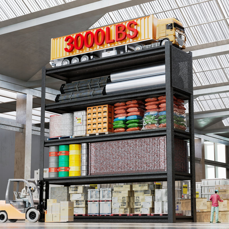 Étagères de garage robustes avec panneau perforé, tablettes en métal réglables pour l'organisation et le rangement des utilitaires industriels