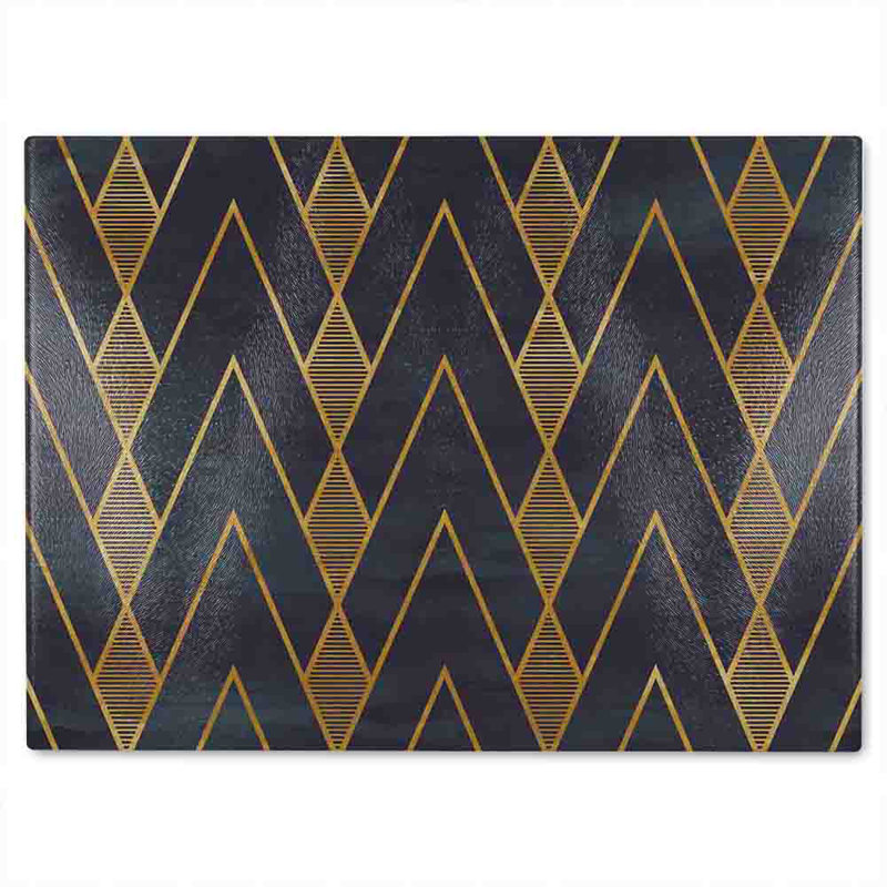 Geometreic Lines Glass Chopping Board, 40cm L x 28cm W