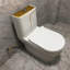 Toilette monobloc allongée au plancher à hauteur confort (siège inclus)