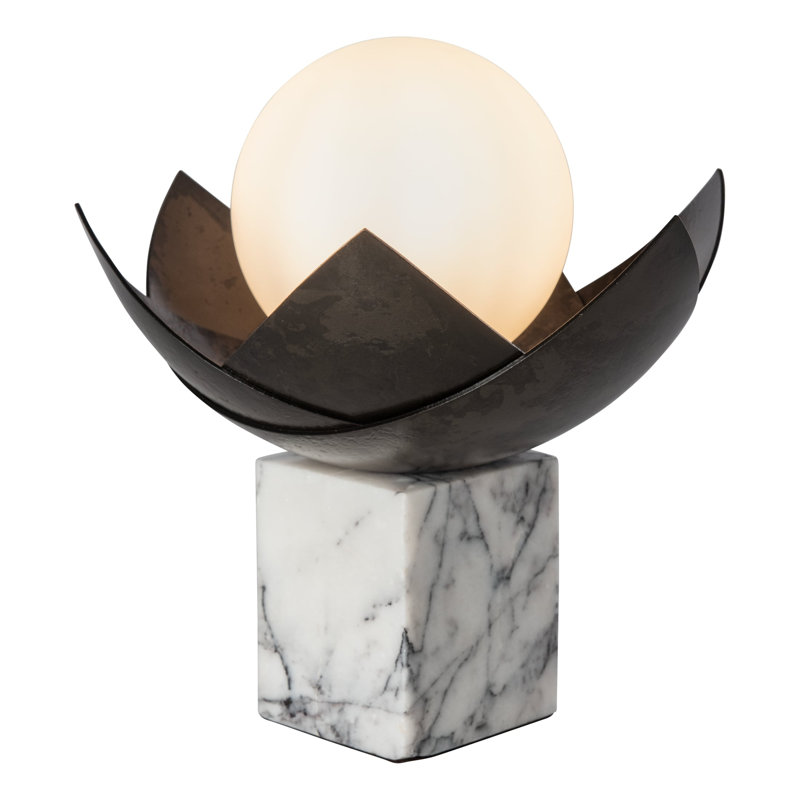 Blossom Standard Table Lamp by David Martin, White, Black Marble