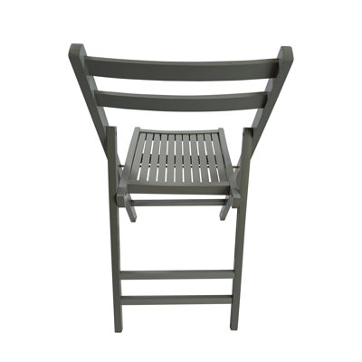 4 Gray Solid Wood Folding Chair - Comfortable And Functional Lightweight Made Of For Portability