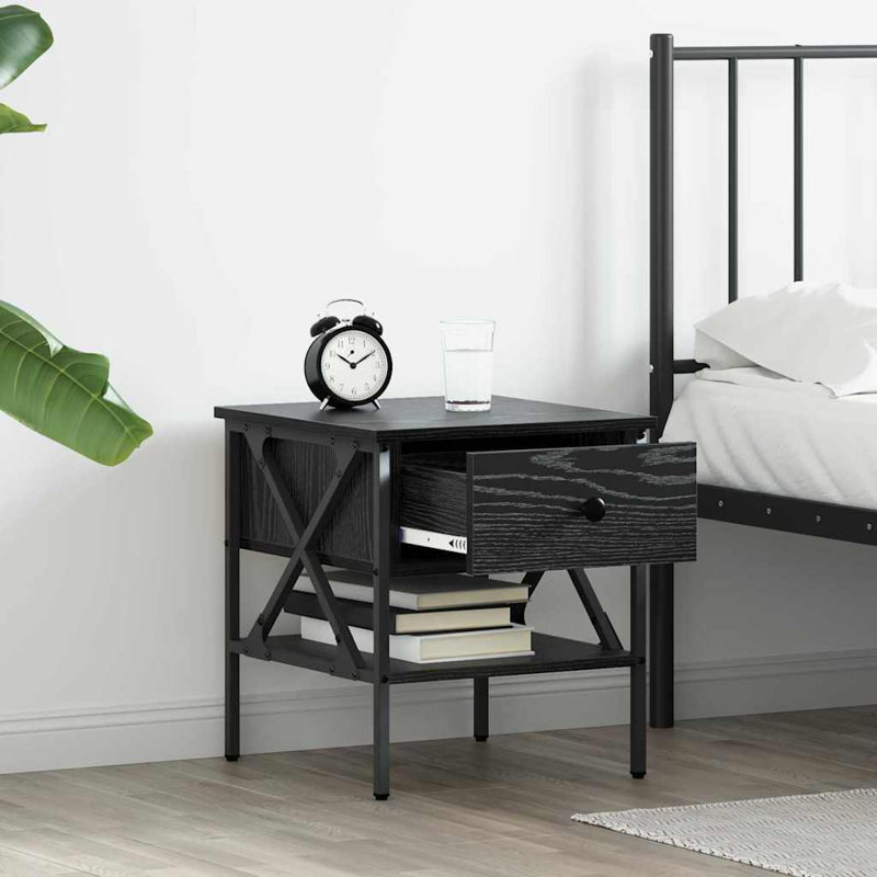 Bedside Cabinet With Drawer 40 X 42 X 45 Cm, Black Oak