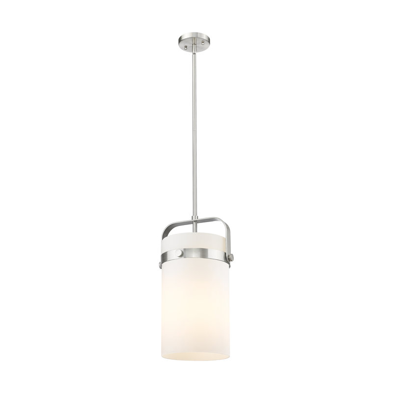 Luminaire suspendu à colonne 4 lumières Erie, H 14 po x l 8 po x P 8 po, Blanc mat, Nickel satiné