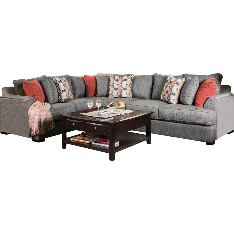 Canapé modulaire faisant face à la gauche de 136 po Fyffe, Tissu en toile de jute gris