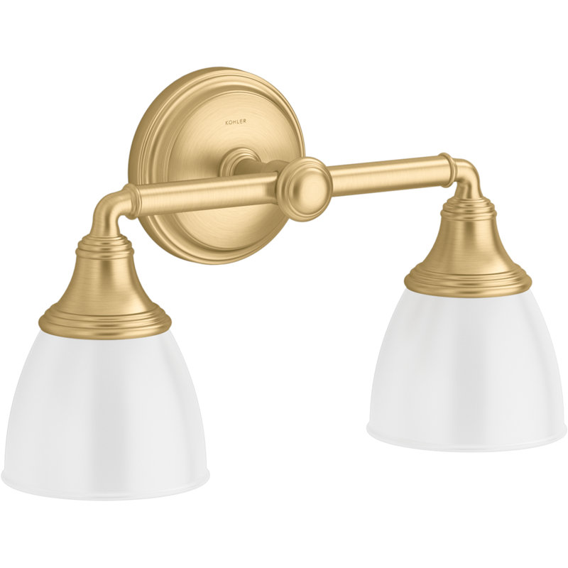 Devonshire 2 Light Indoor Bathroom Vanity Light Fixture, Position Facing Up or Down, UL Listed, Gold