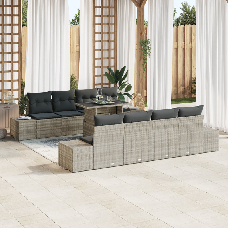 294cm Wide Patio Sofa with Cushions