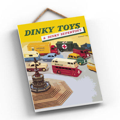 Dinky Toys Vintage Retro Poster Design On Wooden Plaque