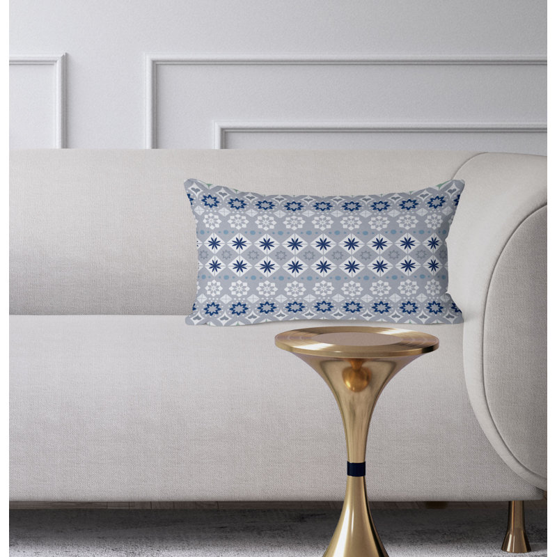 Shape Synergy  Rectangular Throw Pillow, Blue/Gray