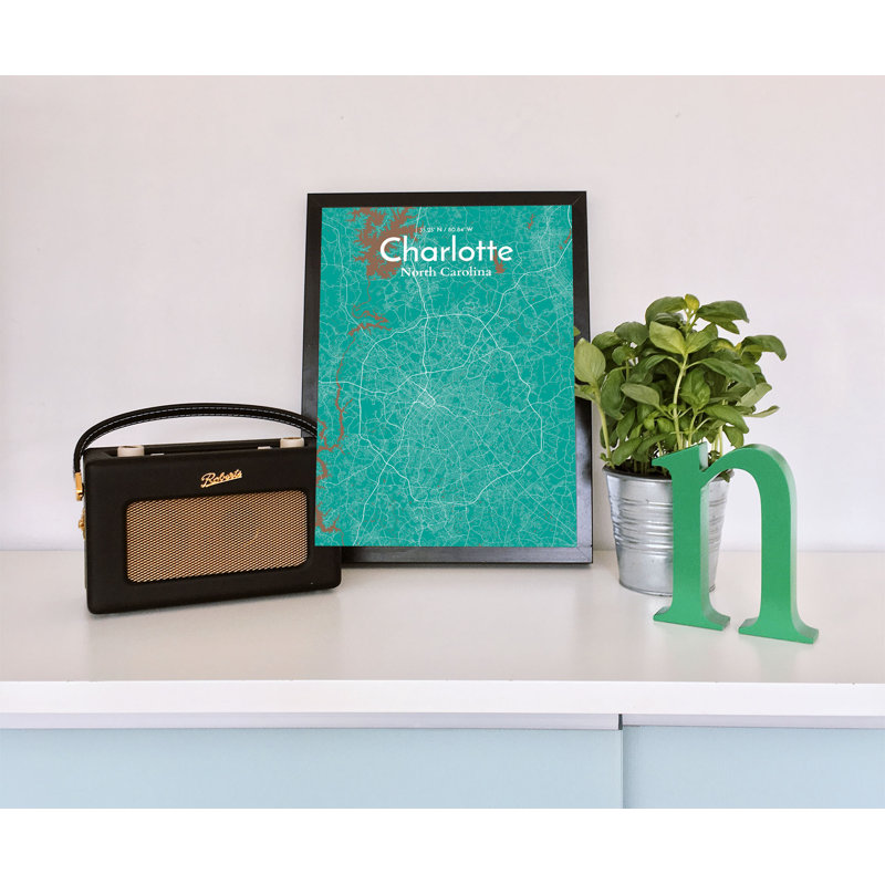 Charlotte City Map - No Frame Print, 43.2cm H x 27.9cm W x 0.13cm D