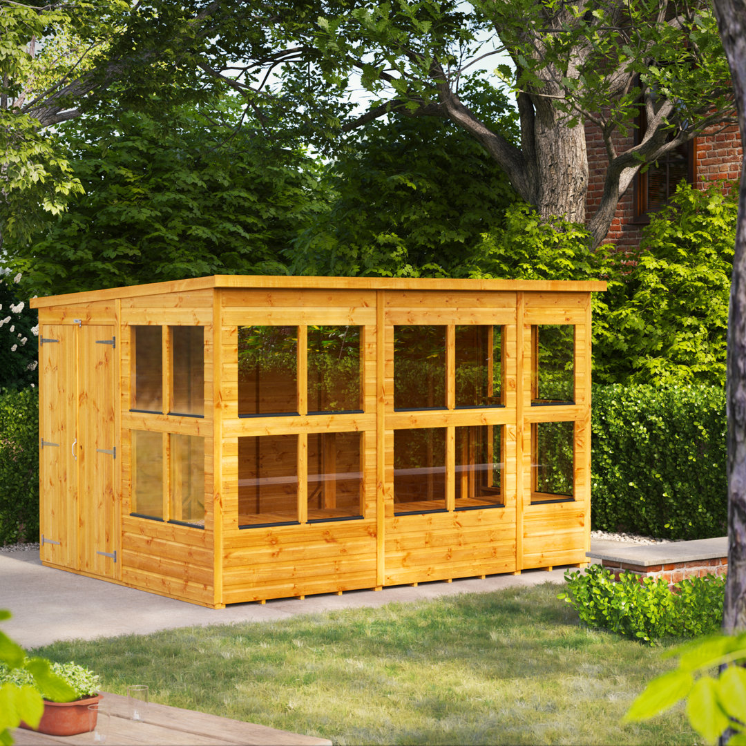 Powersheds 10 x 8ft Timber Tongue & Groove Pent Potting Shed Double Doors