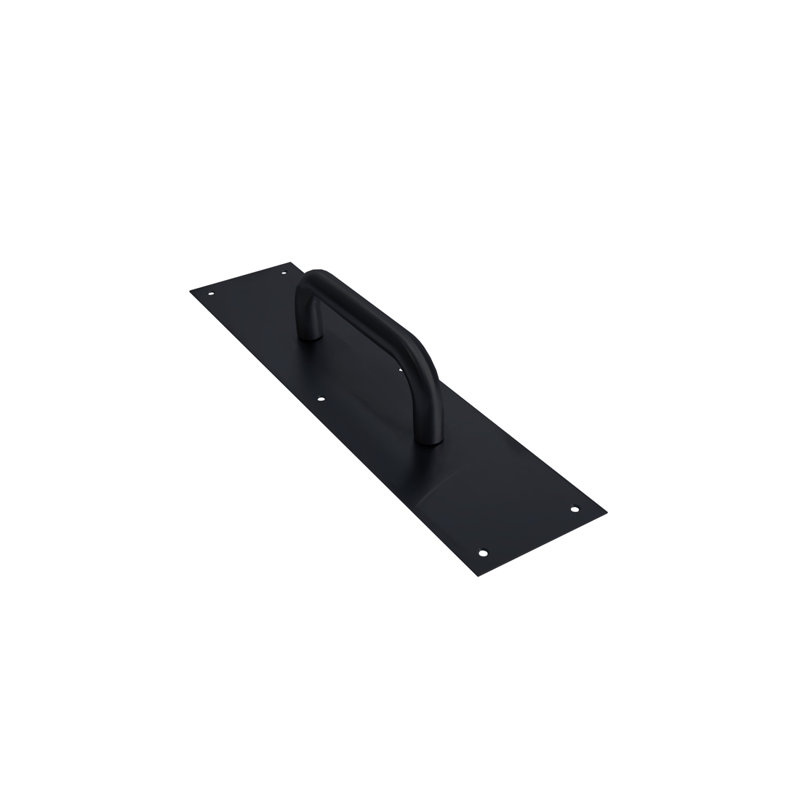 FHC PHPR15MB plaque de 15 po x 3 1/2 po avec poignée ronde de 6 po - Noir mat