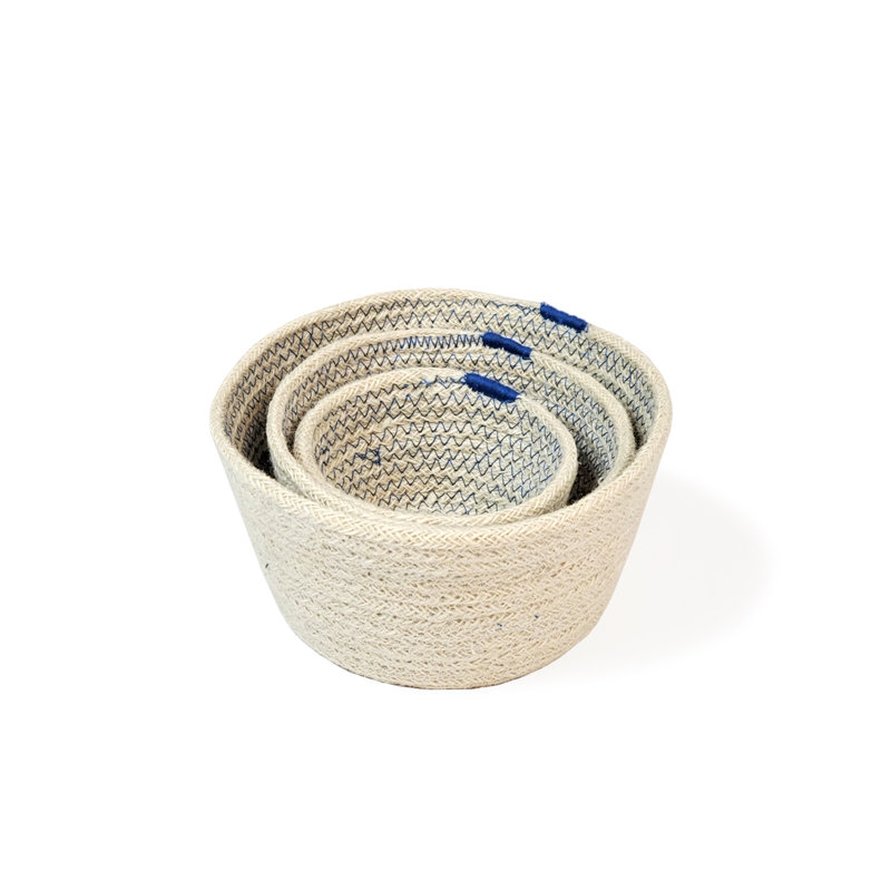 Ensemble de 3 paniers en jute, Bleu