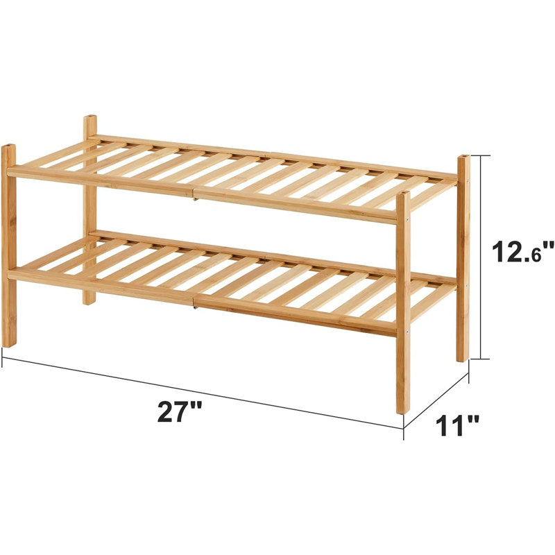 6 Pair Stackable Shoe Rack, Light Brown