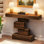 Console 42,5 po, table d'appoint en bois avec base géométrique