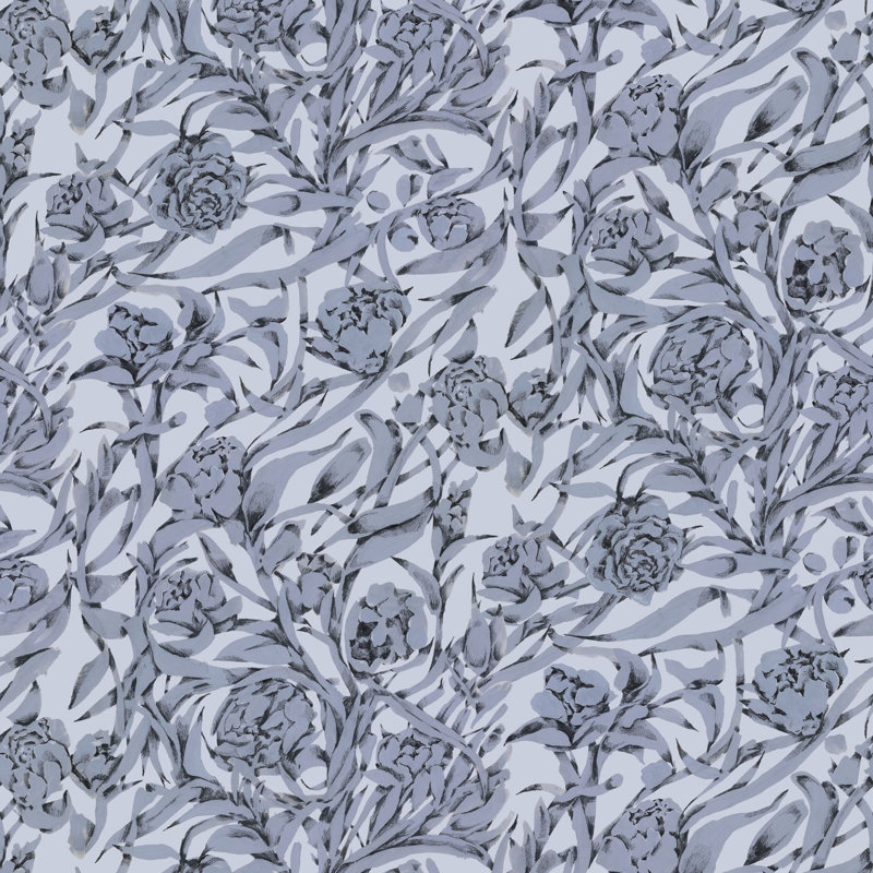 Wandervine - Botanical Wallpaper, Glacial Gray, Peel & Stick