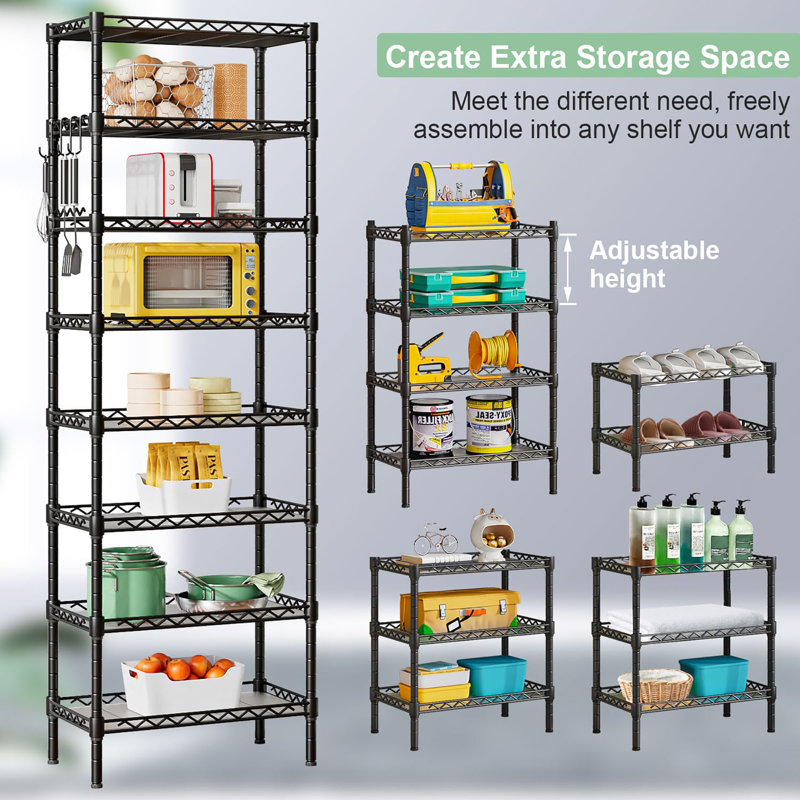 59cm W Metal Shelving Unit, Black