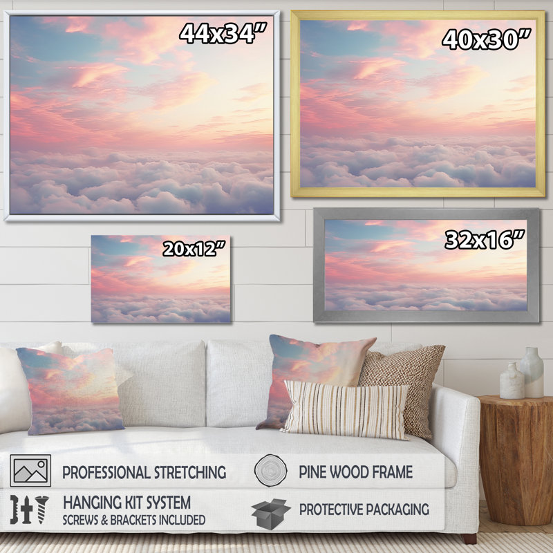 " Peach Sky Astral Symphony IV ", White Single Picture Framed, 24" H x 32" W x 1" D