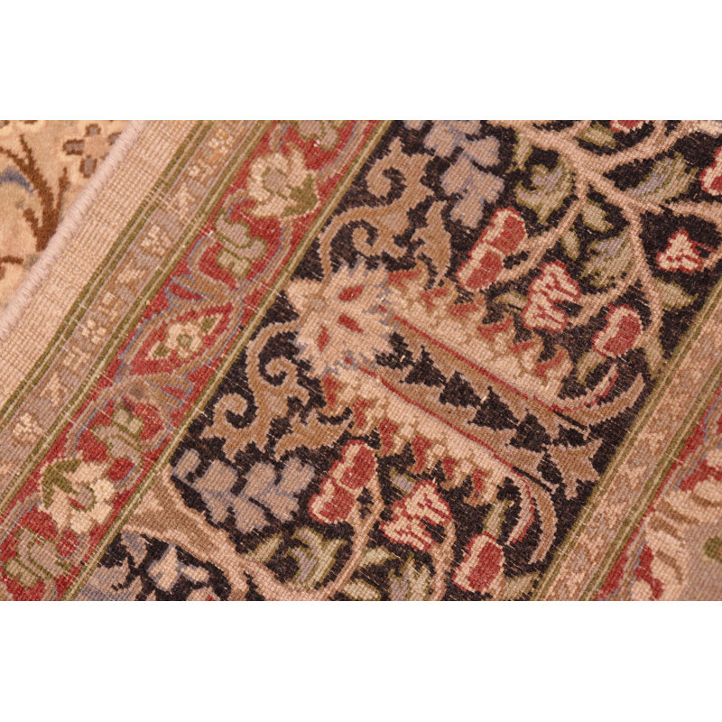 Tapis oriental brun clair / noir / rouge en laine noué à la main 6 pi 1 po x 8 pi 11 po Madex
