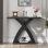 39.3'' Console Table with 2 Spacious Shelves, X-Shaped Entryway Table