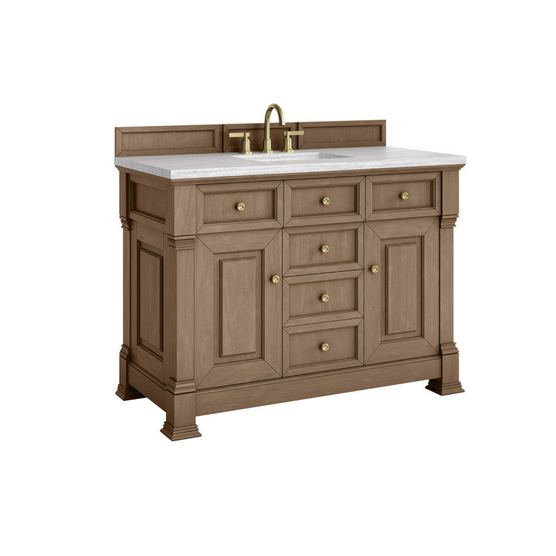 Brookfield 48'' W Single Vanity, White Zeus, Pecan, Widespread