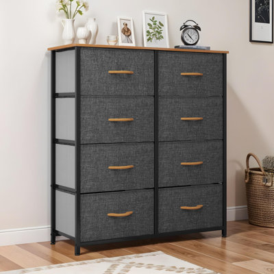 Commode double en tissu à 8 tiroirs l 31,5 po Tharani