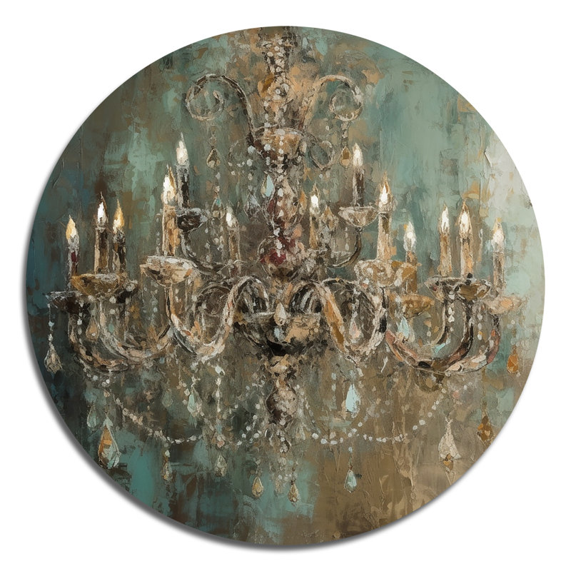 Grand lustre en vitrine III - mode ronde en métal, H 23 po x l 23 po