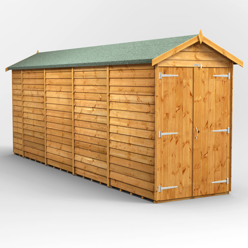 Powersheds 18 x 4ft Timber Overlap Windowless Garden Shed, Double Doors