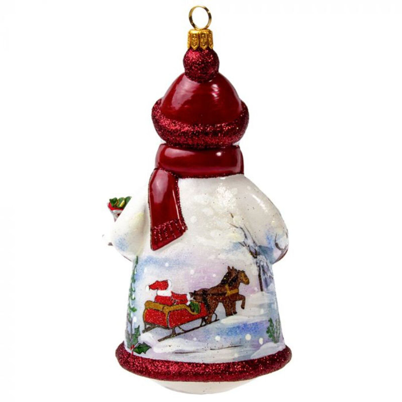 Glitterazzi Red and Silver and Holding sleigh Snowman