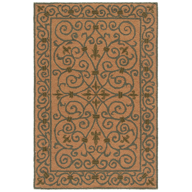 Brayton Hand Hooked Wool Pile Oriental Rug, Rectangle 3'9" x 5'9"