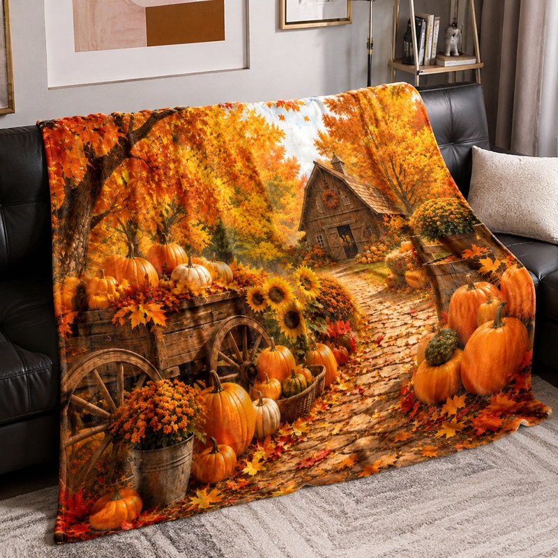 Jeté en molleton Cozy Autumn Harvest, Twin(W60"×80L")