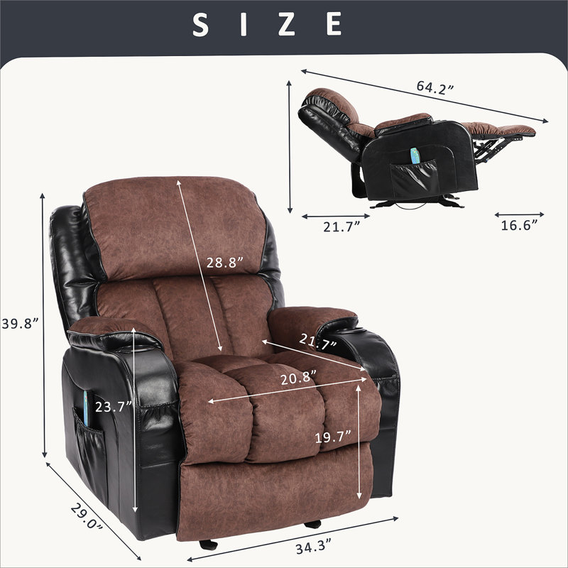 Recliner Chair  for Living Room with Rocking Function and Side Pocket