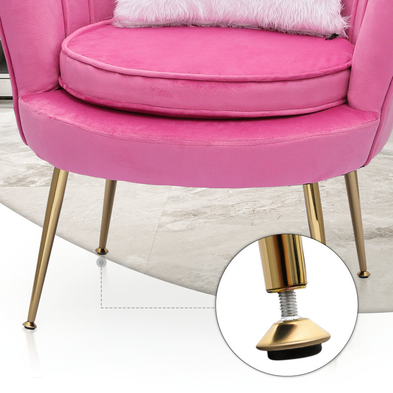 Pink Velvet Barrel Accent Chair with Golden Metal Legs