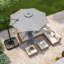 Parasol en porte-à-faux décalé en aluminium avec pivotement et inclinaison à 360 °, parasol de patio extérieur 10 pi avec manivelle et auvent ventilé, base vendue séparément-129009844-129009848-85856859