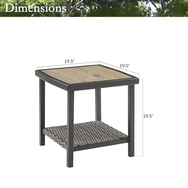 Patio Square 19.5"Lx 19.5"W Wicker Side Table