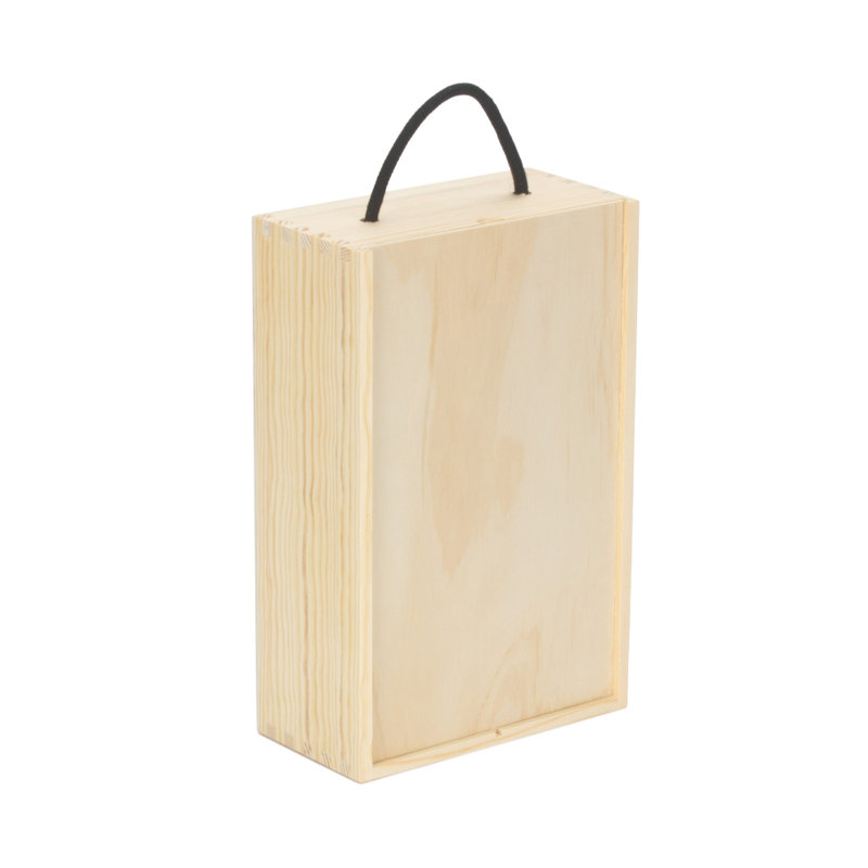 2 Beer Bottle Pinewood Carry Case with Solid Lid Carrier