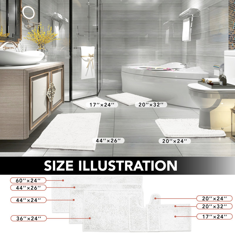 Tapis pour salle de bain Porreca, Blanc